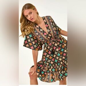 NWT Anthropologie  RAGA Bohemian Multicolor Dress siE XSmall 🌸🌺🌹 BG 04